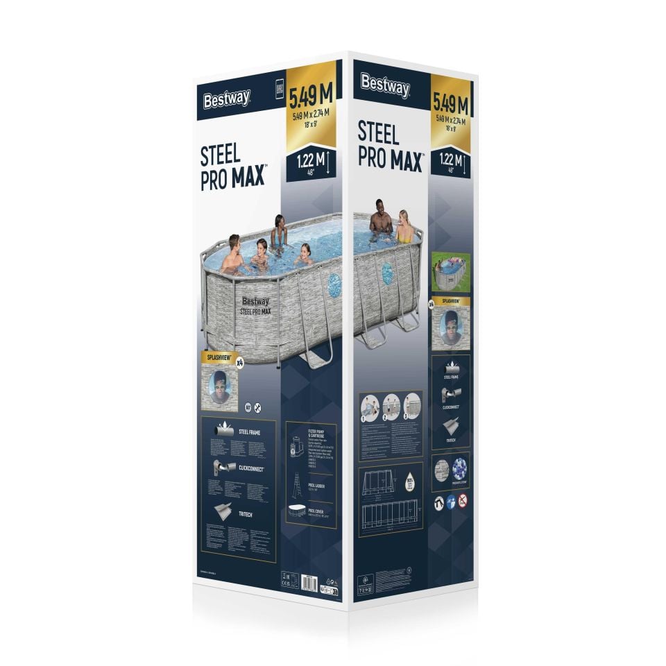 Bestway® 56716 Power Steel™ Vista Serisi 2- Prefabrik Yer Üstü Havuz Seti 5,49 m x 2,74 m x 1,22 m