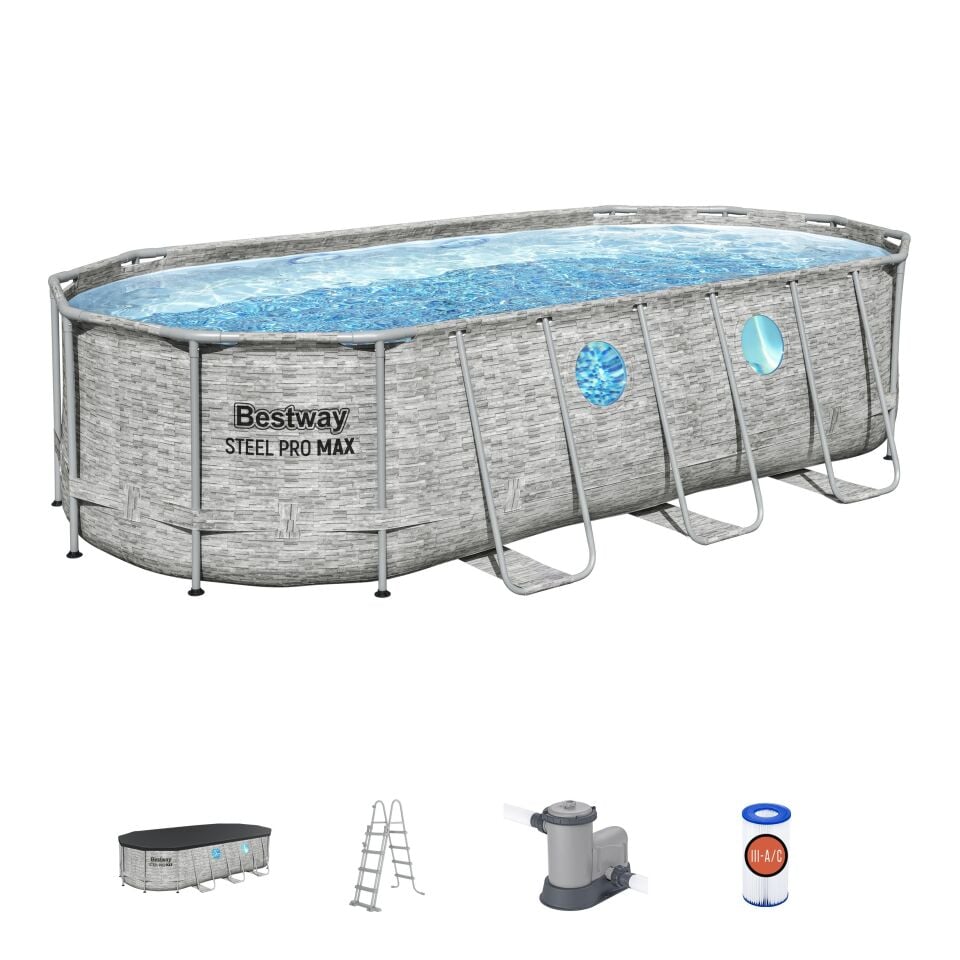Bestway Preefabrik Havuz Power Steel Vista Serisi 2- Prefabrik Yer Üstü Havuz Seti 5,49 m x 2,74 m x 1,22 m 56716