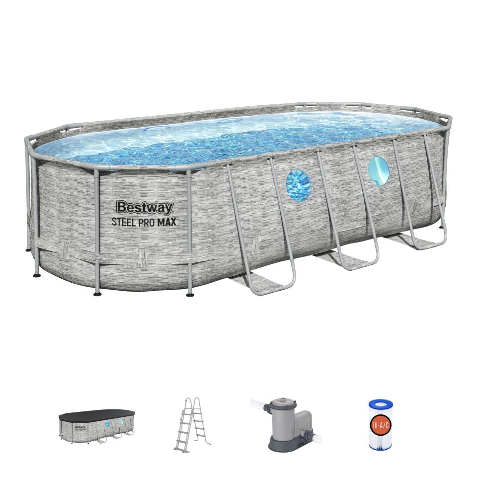 Bestway Preefabrik Havuz Power Steel Vista Serisi 2- Prefabrik Yer Üstü Havuz Seti 5,49 m x 2,74 m x 1,22 m 56716