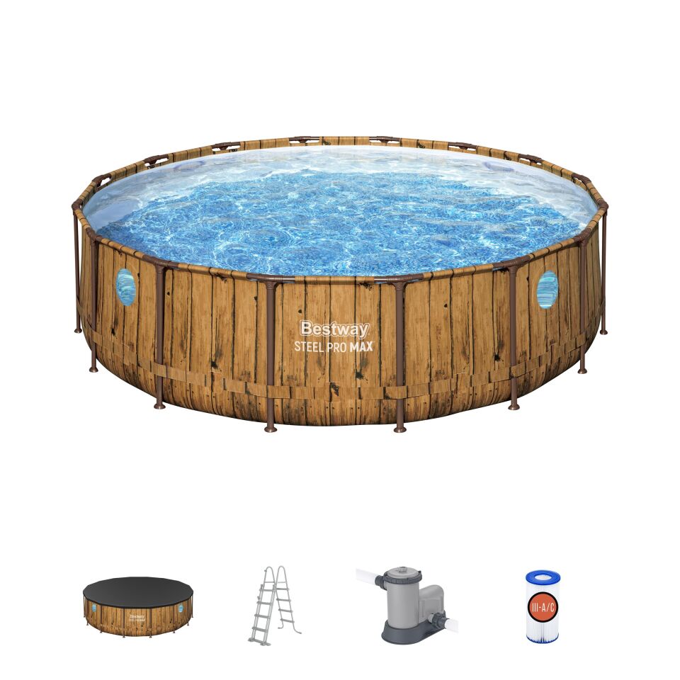 Bestway® 56725 Power Steel™ Vista Serisi 2-  Prefabrik Yer Üstü Havuz Seti 4,88 m x 1,22 m