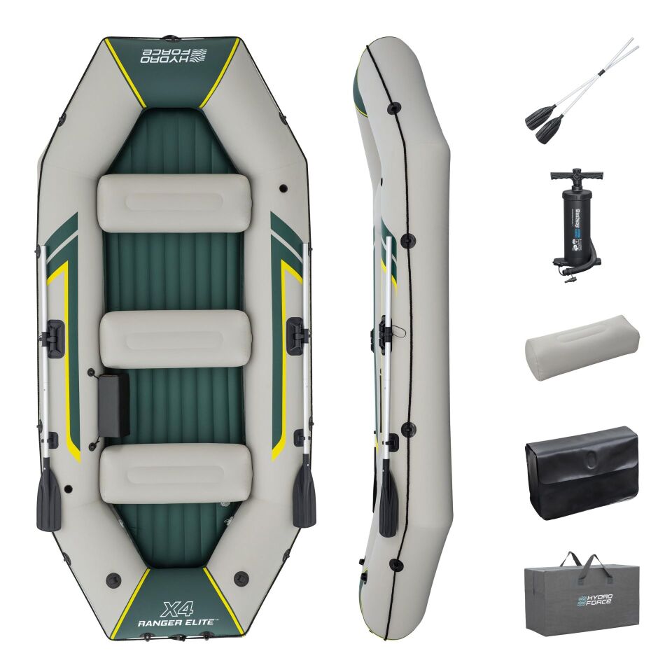 Hydro-Force 65157  Ranger Elite X4 Dört Kişilik Şişme Bot Seti  3.20m x 1.48m x 47cm