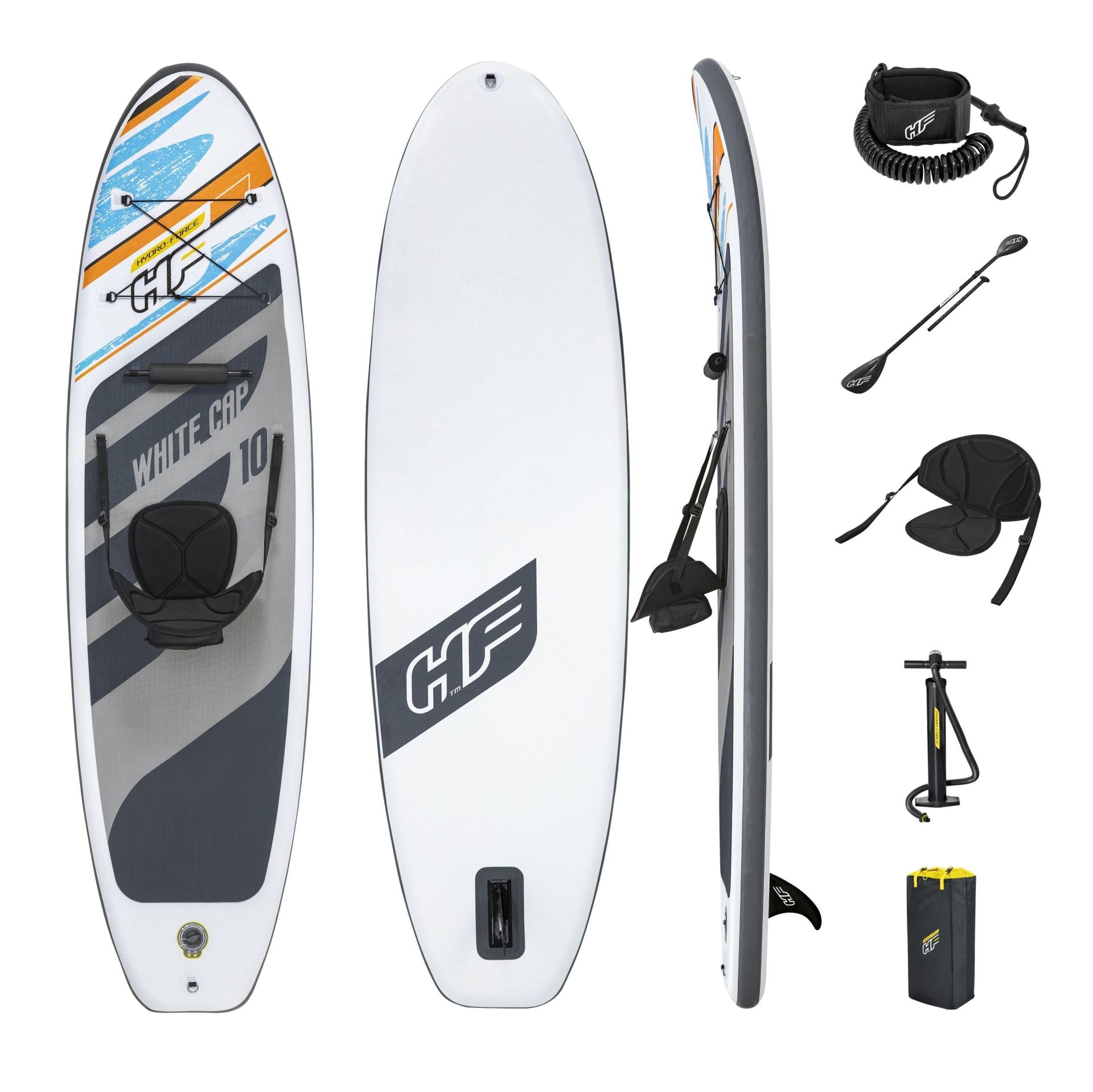 Hydro-Force™ 65341 White Cap Kürekli Şişme SUP-Sörf ve Kano Seti 3.05 m