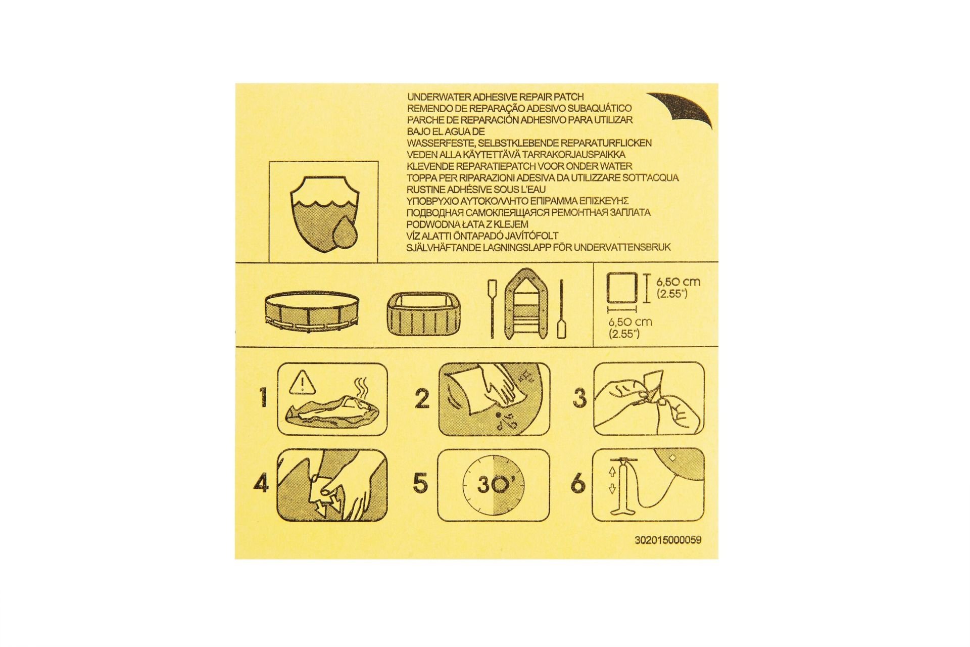 Bestway® 62091 Su Altı Güçlü Tamir Yama Seti 42.3 cm-kare 10'lu paket