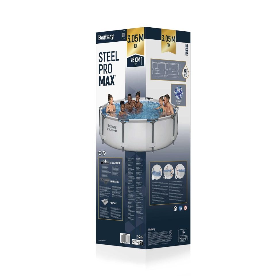 Bestway® 56406 Steel Pro MAX™ Prefabrik Yer Üstü Çember Havuz 3,05 m x 76 cm