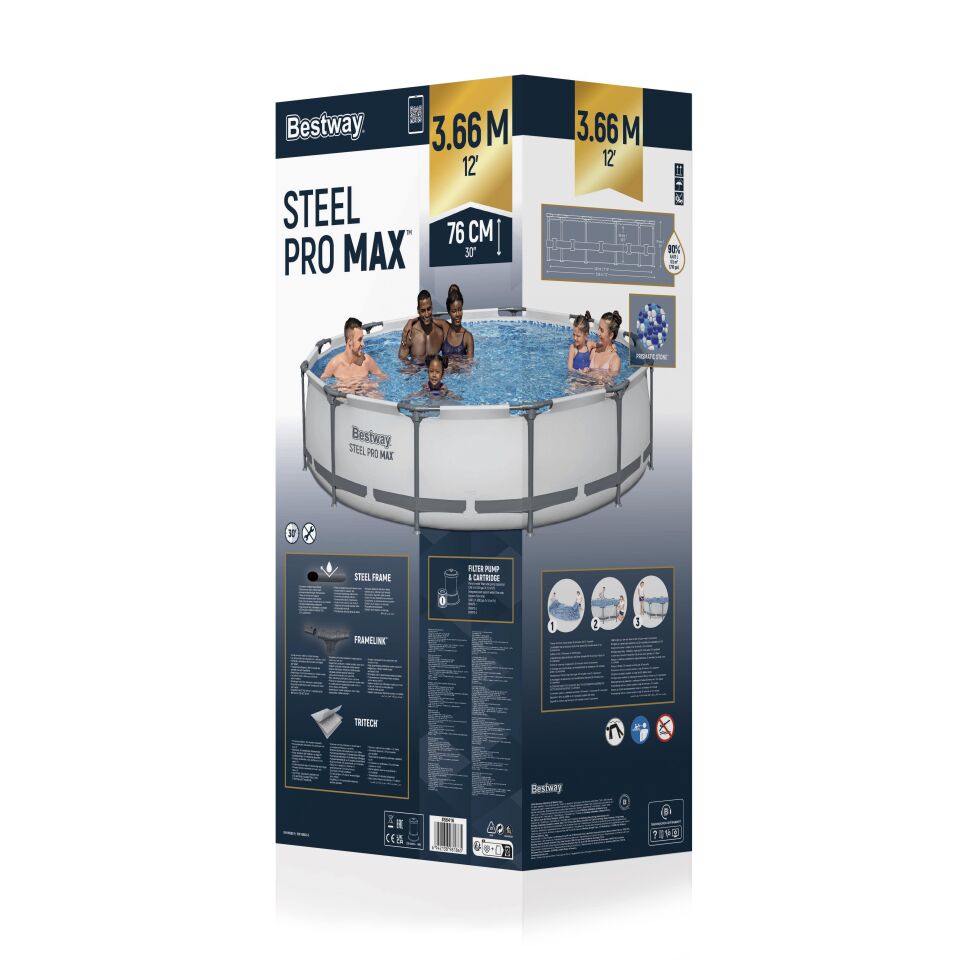 Steel Pro MAX 12'' x 30''/3.66m x 76cm Round Pool Set