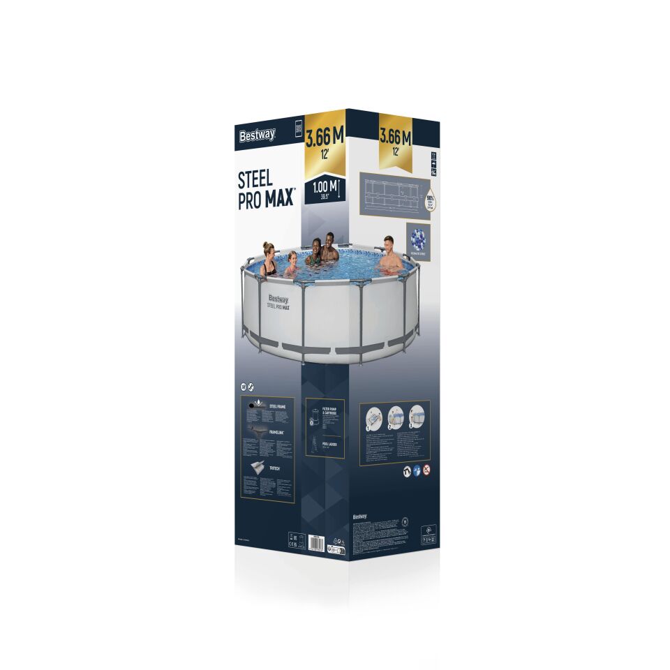 Bestway Prefabrik Havuz Steel Pro MAX  Prefabrik Yer Üstü Çember Havuz Seti 3,66 m x 1,00 m 56418