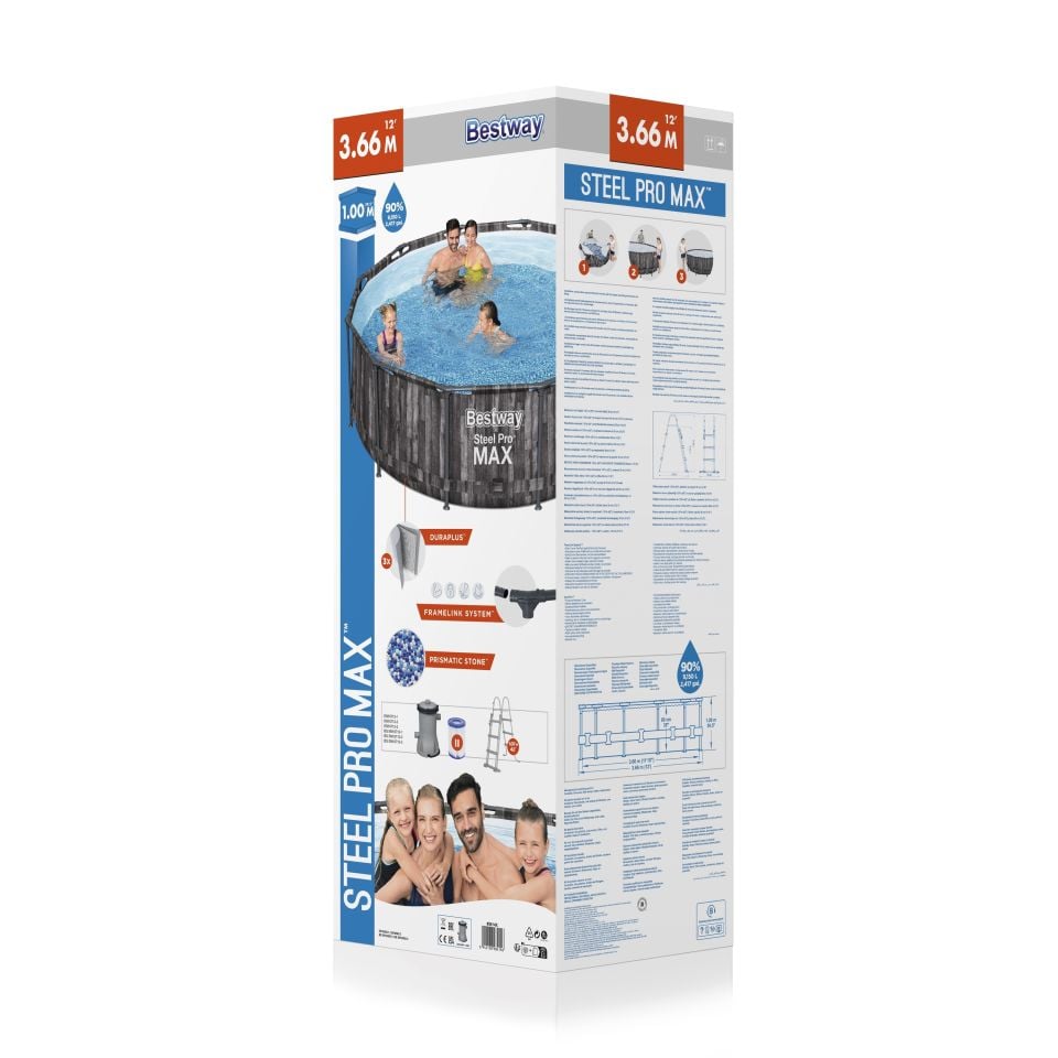 Bestway® 5614X Steel Pro MAX™ Yer Üstü Prefabrik Havuz Seti 3,66 m x 1,00 m