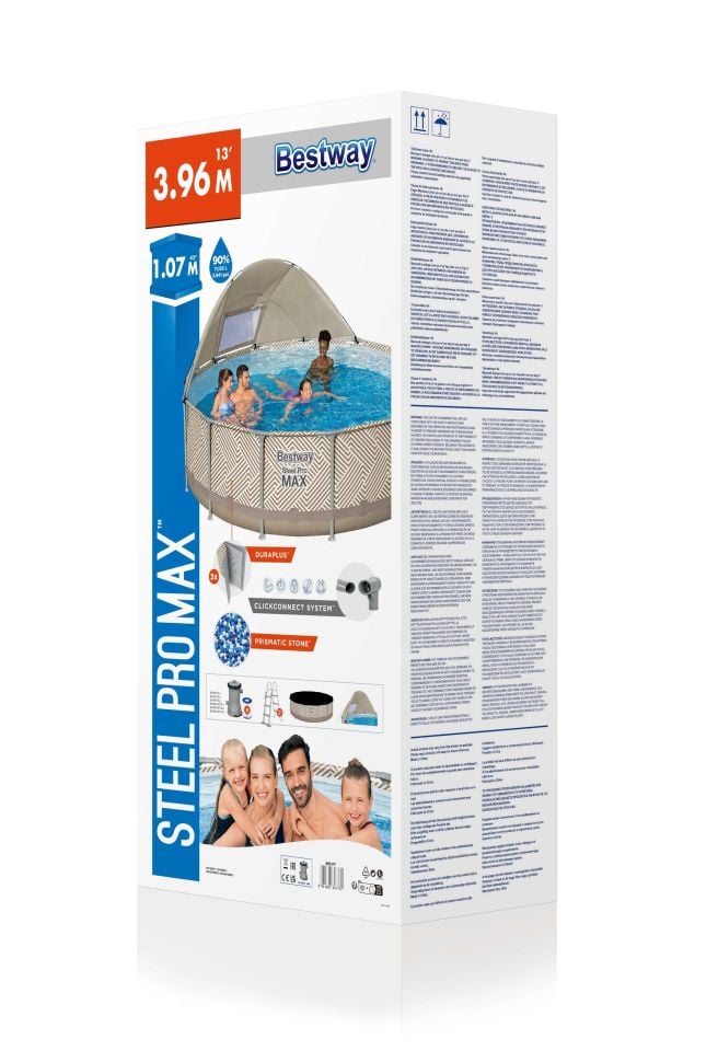 Bestway® 561FY Steel Pro MAX™ Gölgelikli Prefabrik Yer Üstü Havuz 3,96 m x 1,07 m
