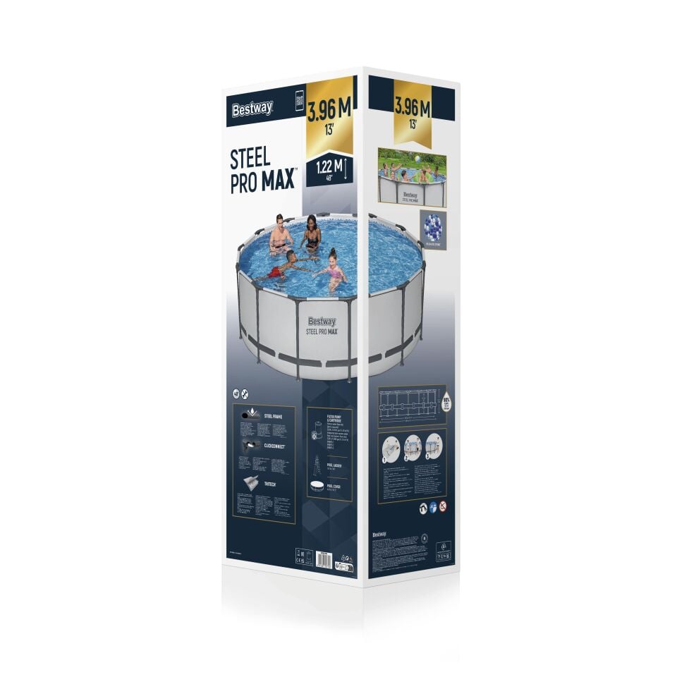 Bestway Prefabrik Havuz Steel Pro MAX  Prefabrik Yer Üstü Çember Havuz Seti 3,96 m x 1,22 m 5618W