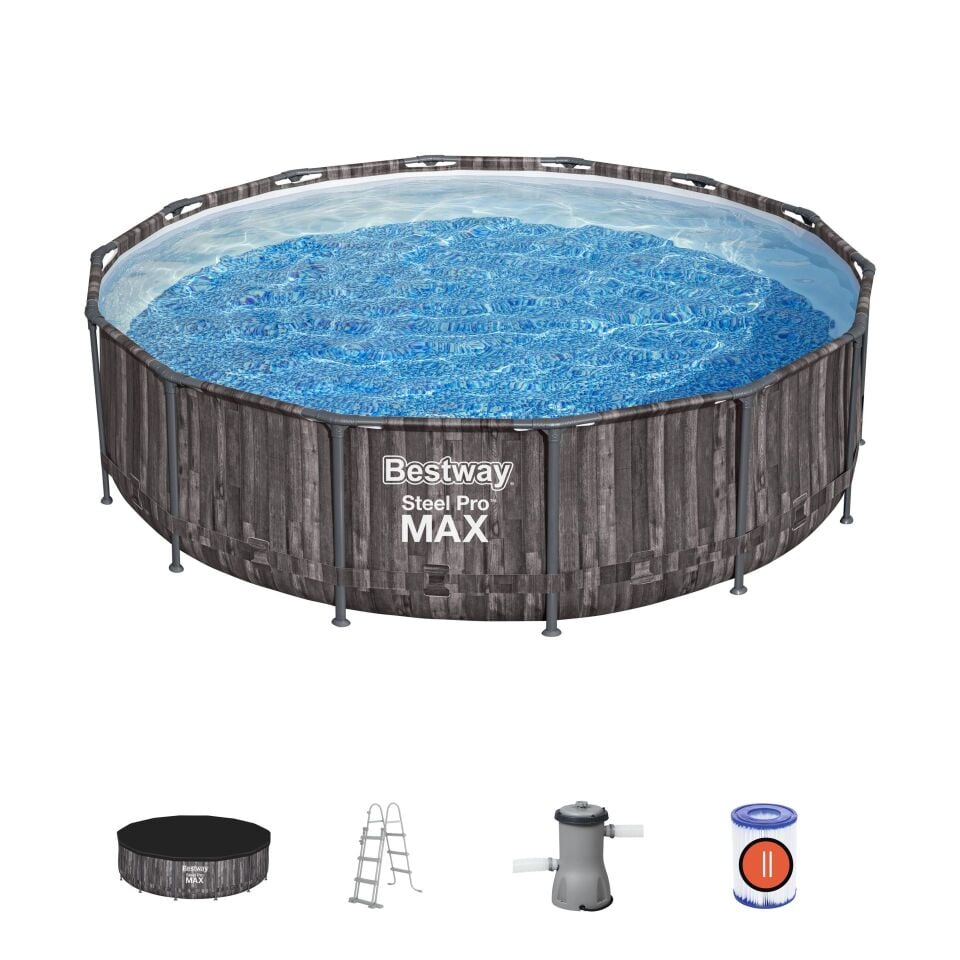 Bestway Prefabrik Havuz Steel Pro MAX  Prefabrik Yer Üstü Çember Havuz Seti4,27 m x 1,07 m 5614Z