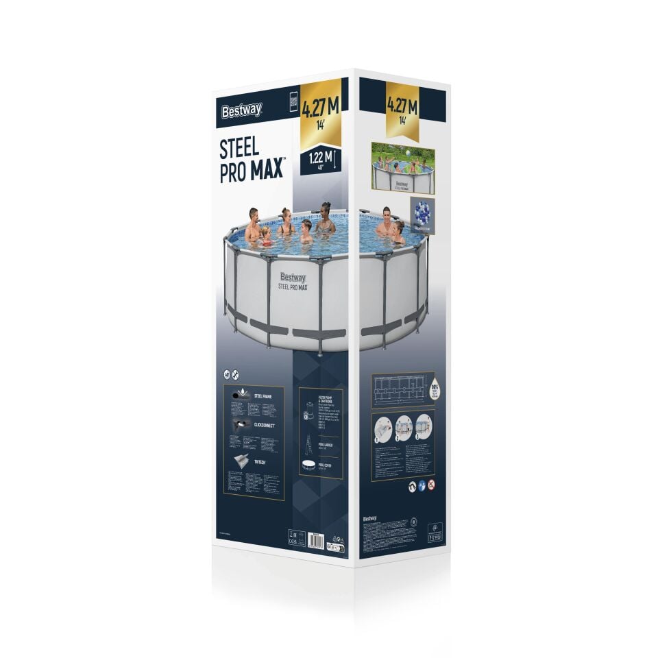 Bestway® 5612X Steel Pro MAX™ Prefabrik Yer Üstü Çember Havuz Seti 4,27 m x 1,22 m