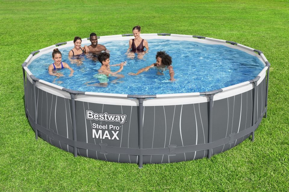 Bestway® 561GD Steel Pro MAX™ LED Işıklandırmalı Prefabrik Yer Üstü Çember Havuz Seti 4.57 m x 1.07 m