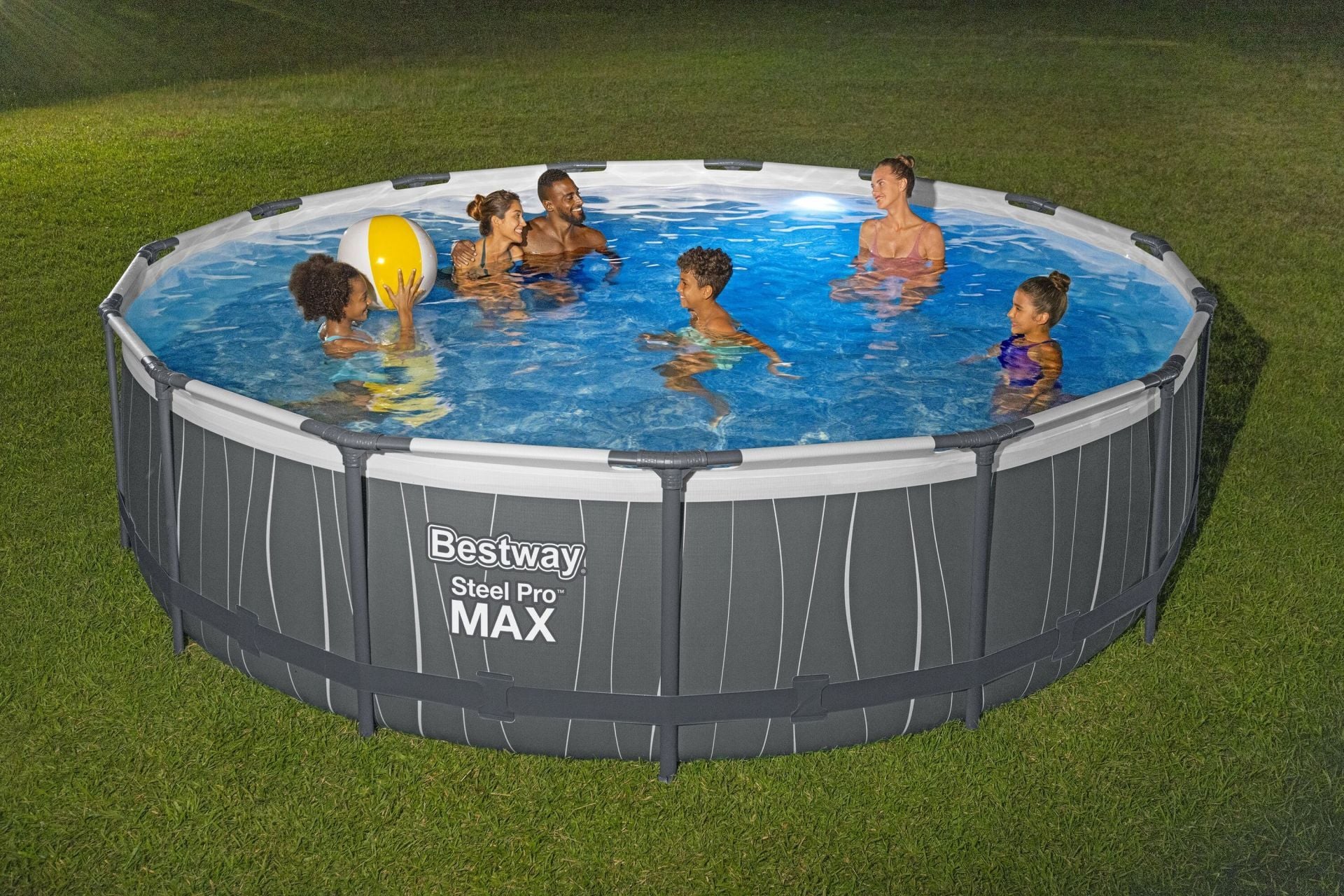 Bestway Prefabrik Havuz Steel Pro MAX LED Işıklandırmalı Prefabrik Yer Üstü Çember Havuz Seti  4,57 m x 1,07 m 561GD