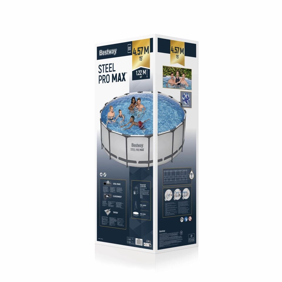 Bestway® 56438 Steel Pro MAX™ Prefabrik Yer Üstü Havuz Seti 4,57 m x 1,22 m