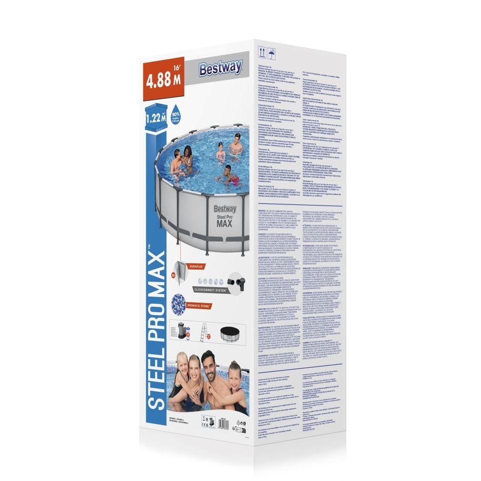 Bestway® 5612Z Steel Pro MAX™ Prefabrik Yer Üstü Çember Havuz Seti 4,88 m x 1,22 m