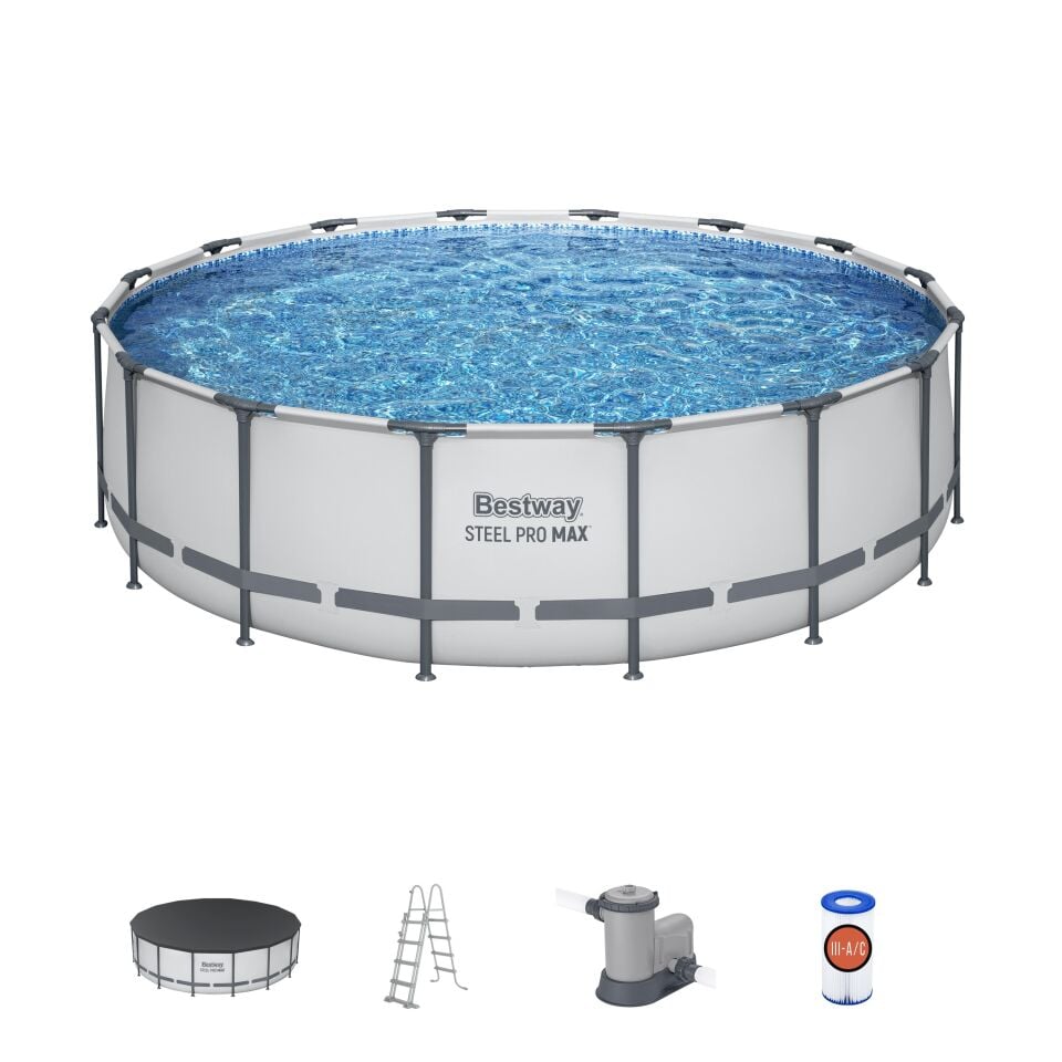 Bestway Prefabrik Havuz Steel Pro MAX  Prefabrik Yer Üstü Çember Havuz Seti 4,88 m x 1,22 m 5612Z