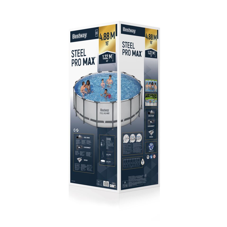 Bestway® 5612Z Steel Pro MAX™ Prefabrik Yer Üstü Çember Havuz Seti 4,88 m x 1,22 m