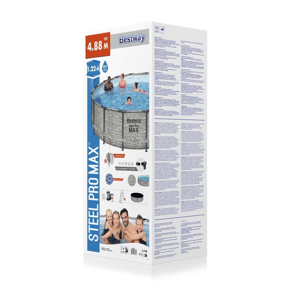Bestway 5619E Steel Pro MAX  Prefabrik Yer Üstü Çember Havuz Seti 4,88 m x 1,22 m