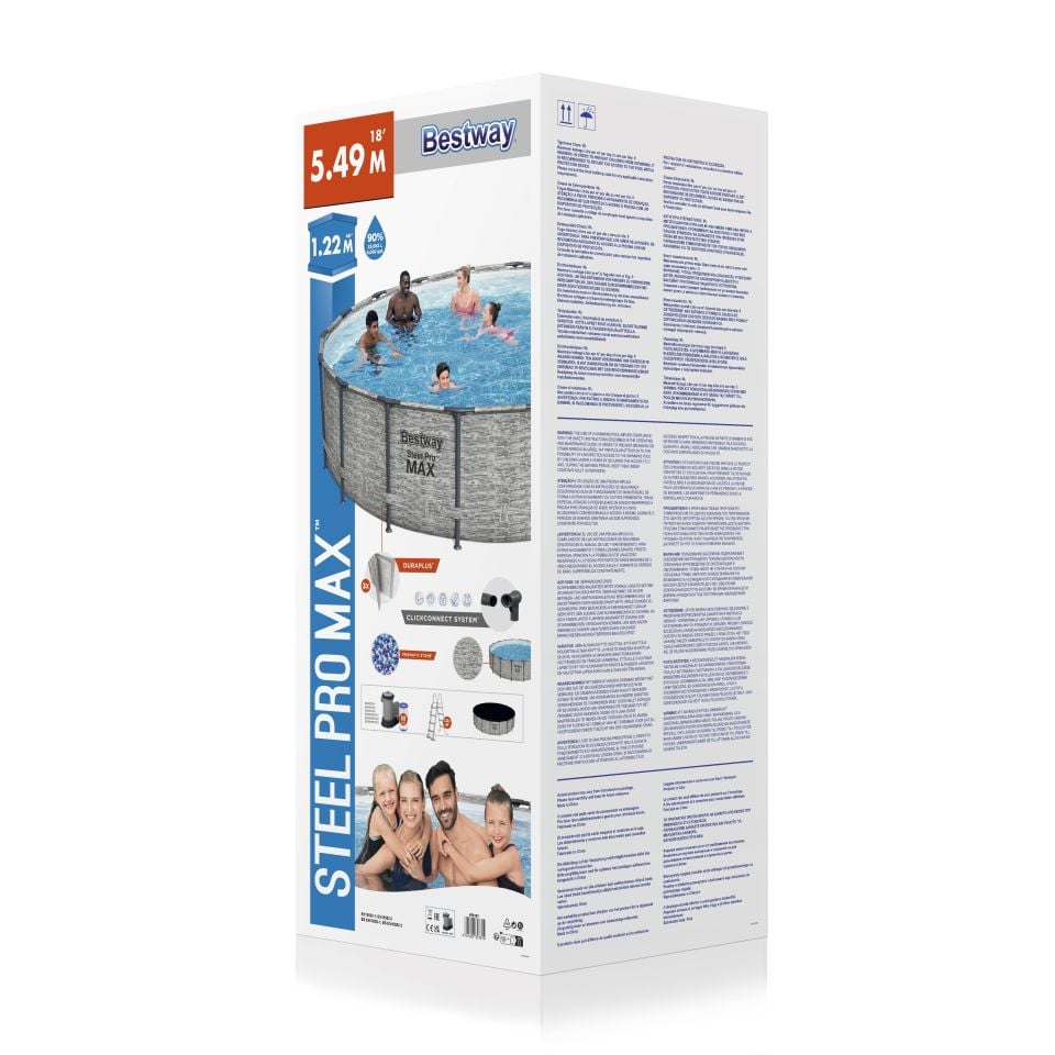 Bestway® 5618Y Steel Pro MAX™ Prefabrik Yer Üstü Çember Havuz Seti 5,49 m x 1,22 m