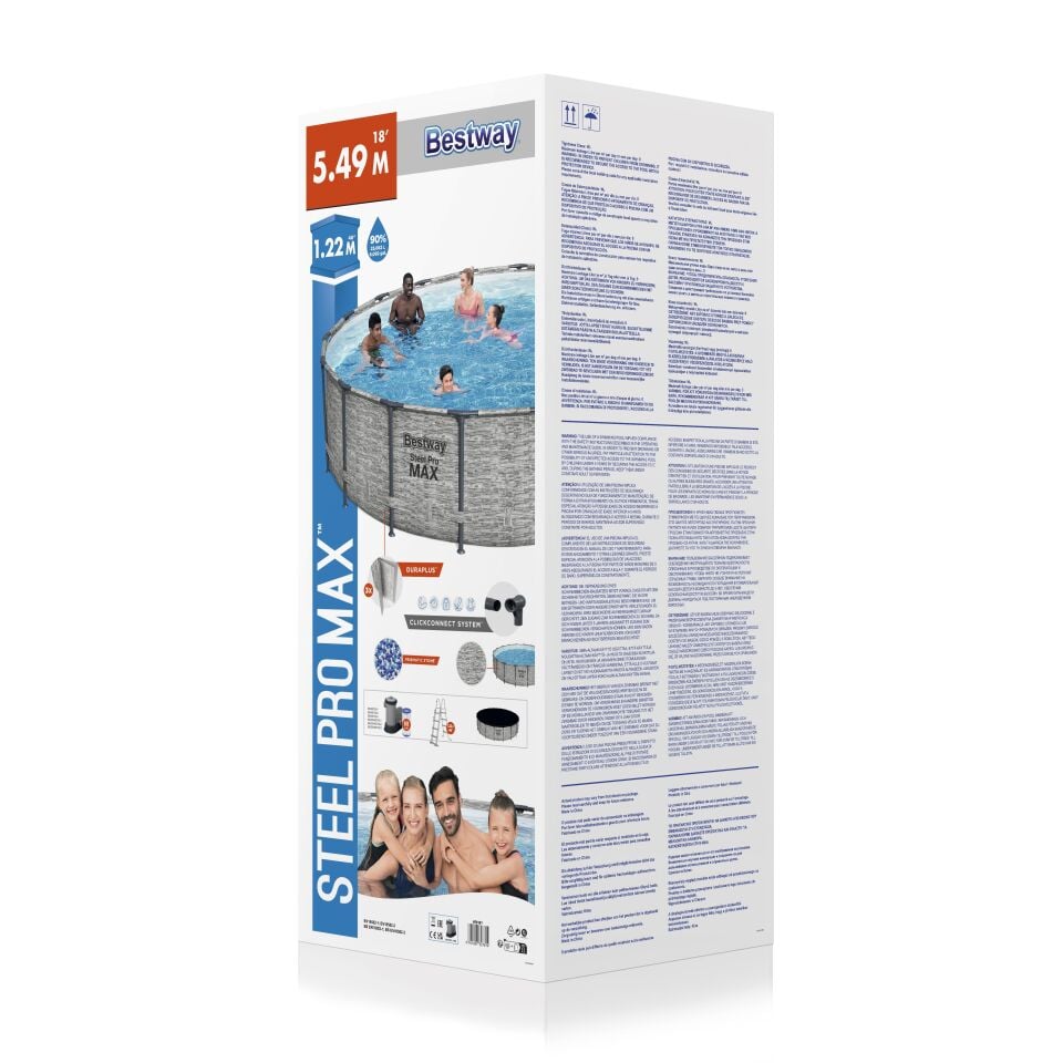 Bestway Prefabrik Havuz Steel Pro MAX Prefabrik Yer Üstü Çember Havuz Seti 5,49 m x 1,22 m 5618Y
