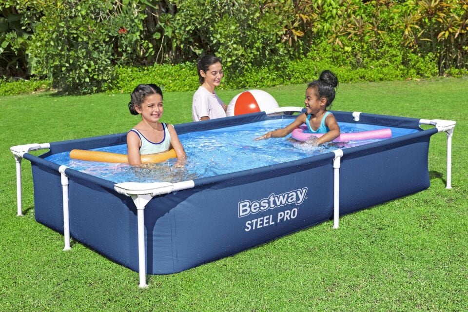 Bestway® 56401 Steel Pro™ Yer Üstü Prefabrik Dikdörtgen Havuz 2,21 m x 1,50 m x 43 cm