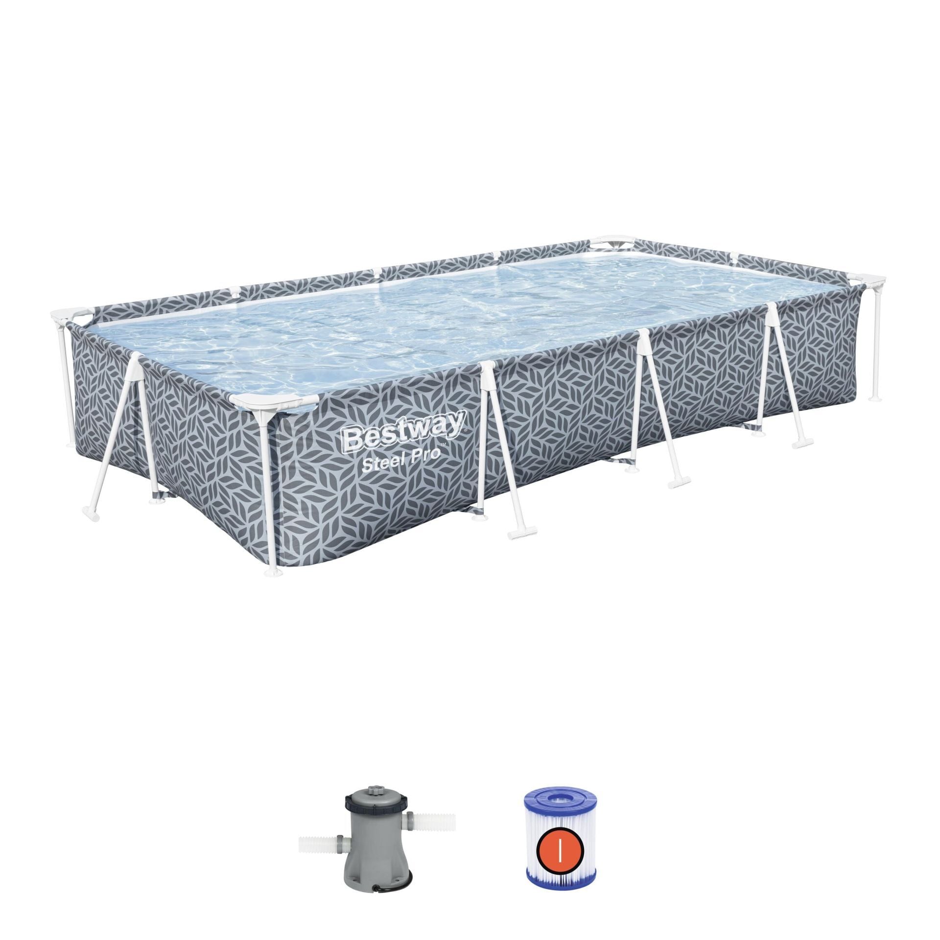 Bestway Prefabrik Havuz Steel Pro Dikdörtgen Prefabrik Yer Üstü Havuz Seti 3,66 m x 2,01 m x 66 cm 561FV