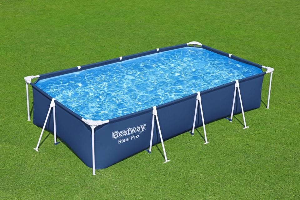 Bestway® 56424 Steel Pro™ Yer Üstü Prefabrik Dikdörtgen Havuz Seti 4,00 m x 2,11 m x 81 cm