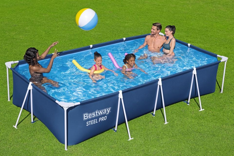 Bestway® 56424 Steel Pro™ Yer Üstü Prefabrik Dikdörtgen Havuz Seti 4,00 m x 2,11 m x 81 cm