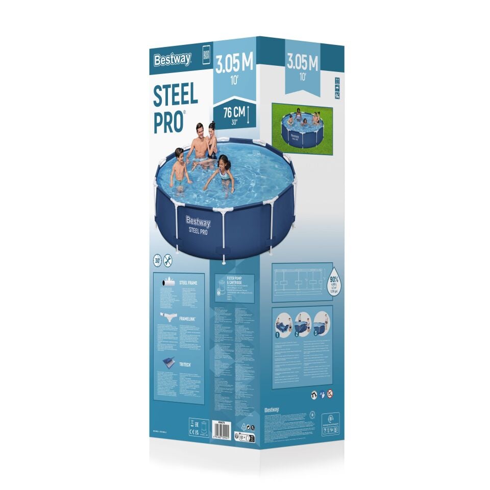 Bestway Prefabrik Havuz Steel Pro Yer Üstü Prefabrik Çember Havuz Seti 3,05 m x 76 cm 56679