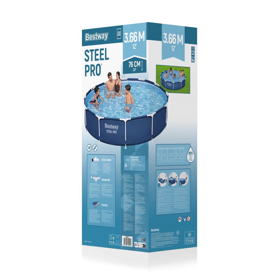 Bestway Prefabrik Havuz Steel Pro Yer Üstü Prefabrik Çember Havuz Seti 3.66m x 76cm 56681