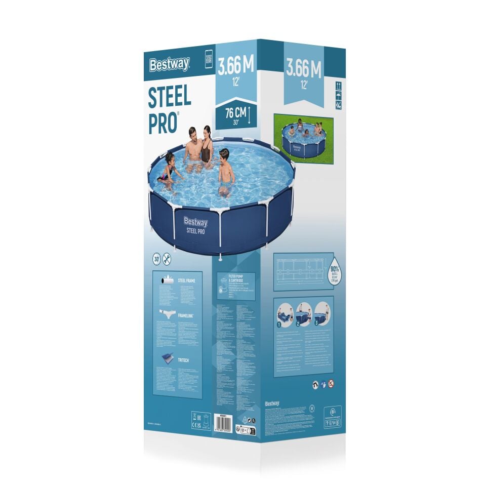 Bestway Prefabrik Havuz Steel Pro Yer Üstü Prefabrik Çember Havuz Seti 3.66m x 76cm 56681